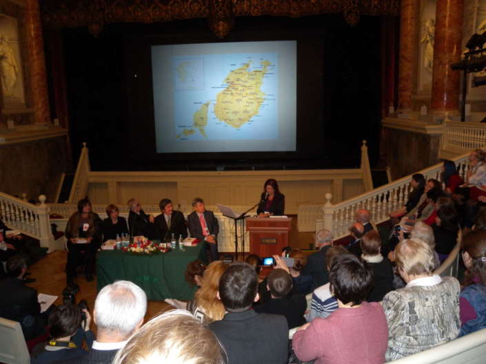Dora Katsonopoulou speaking at the Royal Hall of the Hermitage Museum